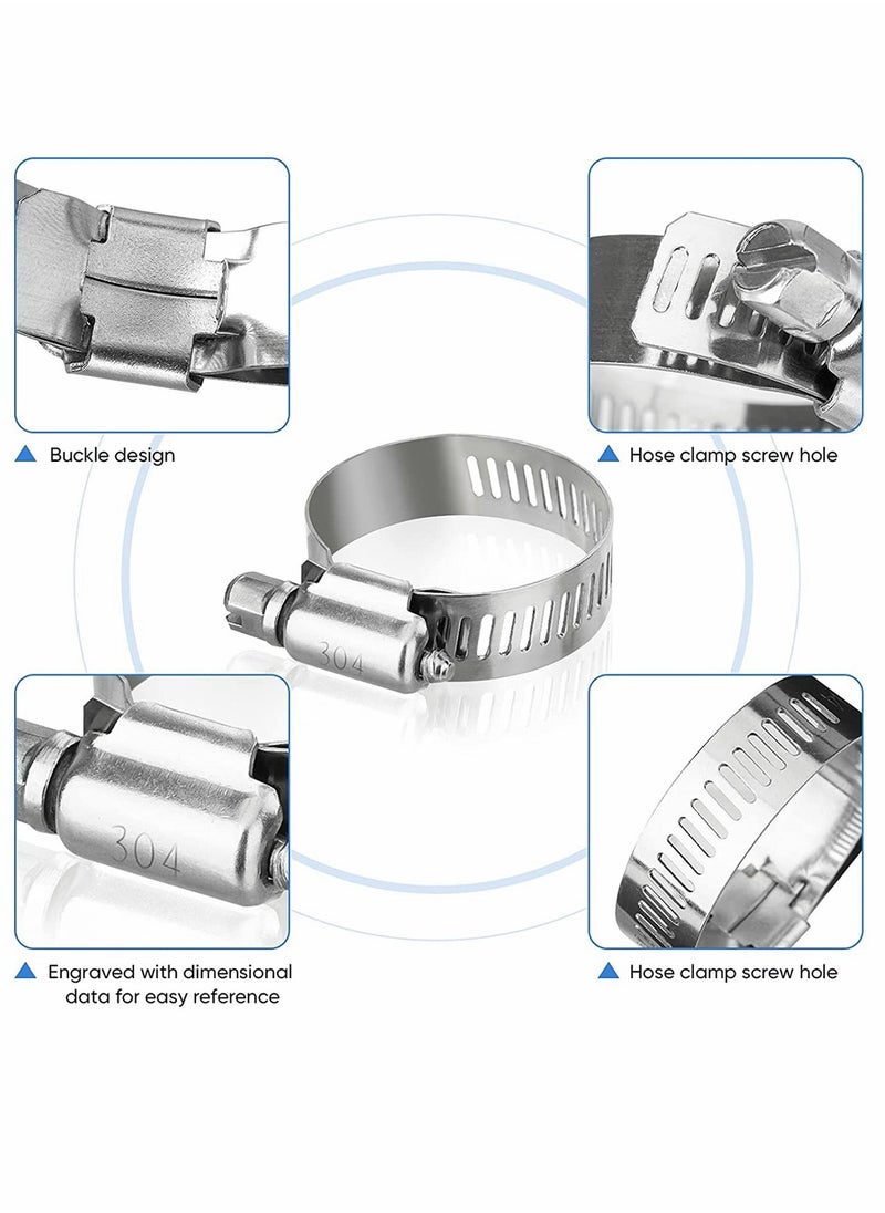 SYOSI Hose Clamp Set, Adjustable 304 Stainless Steel Worm Gear Hose Clamps for Pipe, Intercooler, Plumbing, Tube, Fuel Line, Automotive and Mechanical Applications (20 Pcs, 32-44 Mm)  - Image 5