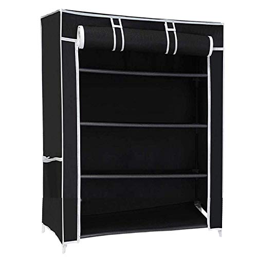 Ebee 4 Shelves Collapsible Metal Shoe Rack (Black) - Image 1