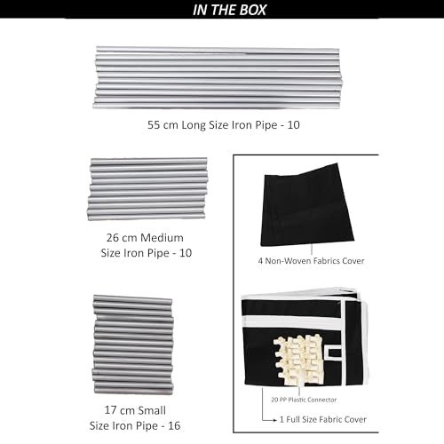 Ebee 4 Shelves Collapsible Metal Shoe Rack (Black) - Image 3