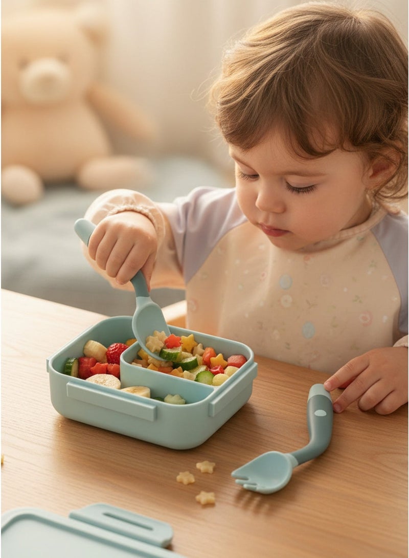 Baby Feeding Spoon and Fork Baby Food Utensils Set Toddler Eating Cutlery Set Silicone & Stainless Steel 360° Bent Design Flexible Non-Slip Handle BPA-Free Safe & Healthy - Image 3