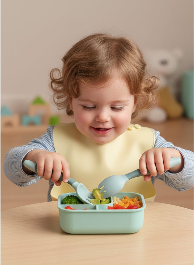 Baby Feeding Spoon and Fork Baby Food Utensils Set Toddler Eating Cutlery Set Silicone & Stainless Steel 360° Bent Design Flexible Non-Slip Handle BPA-Free Safe & Healthy - Image 5