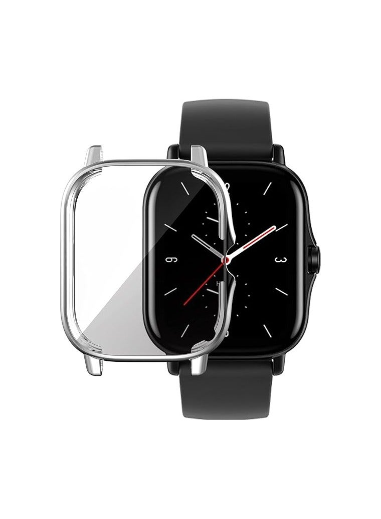 ELMO3EZZ Case Compatible with Amazfit GTS 2e / GTS 2 Case All-Around Screen Protector Watch Soft TPU Shockproof Cover Slim Guard Thin Bumper Shell Protector (Silver)