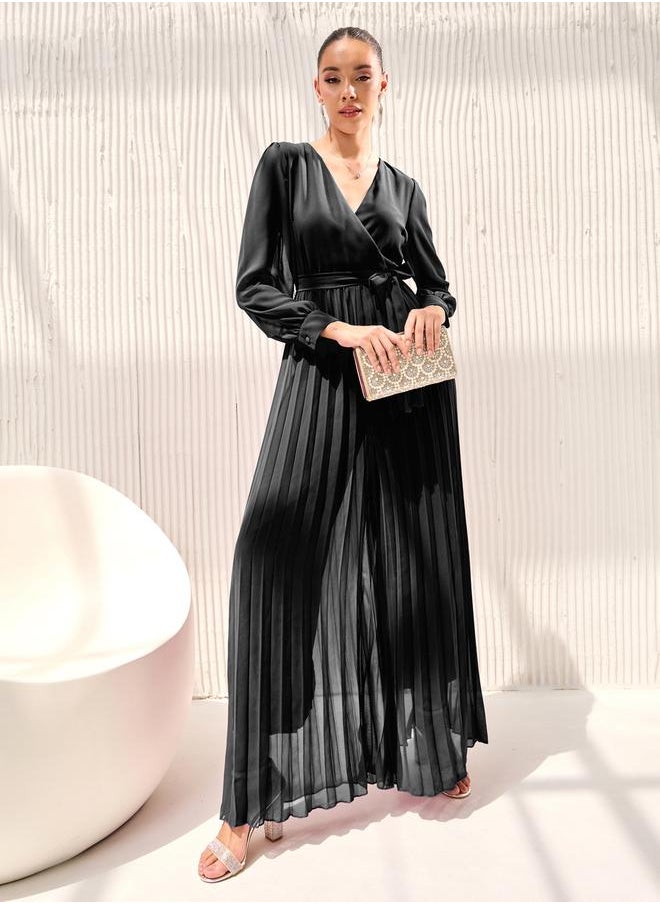 Styli Wide Leg Pleated Chiffon Jumpsuit  - Image 1