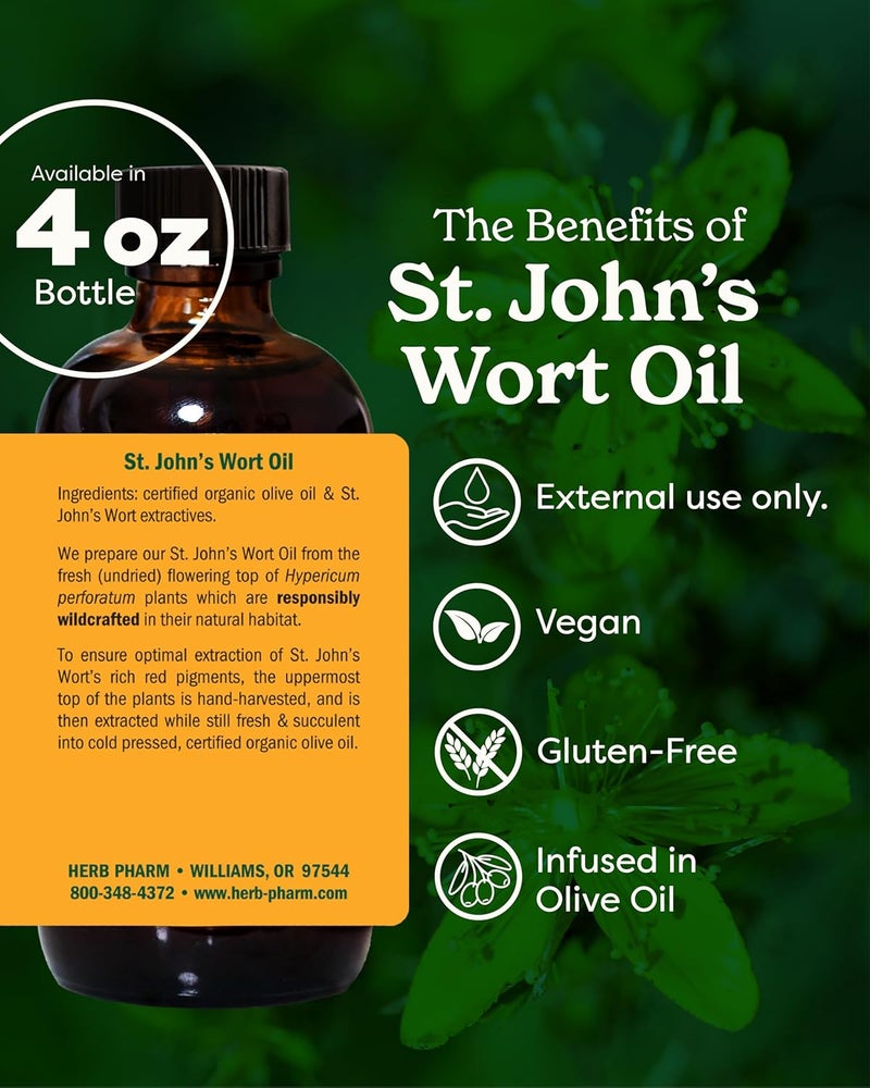 Herb Pharm St. John's Wort Topical Oil - 4 Ounce Bottle for External Use - Image 2