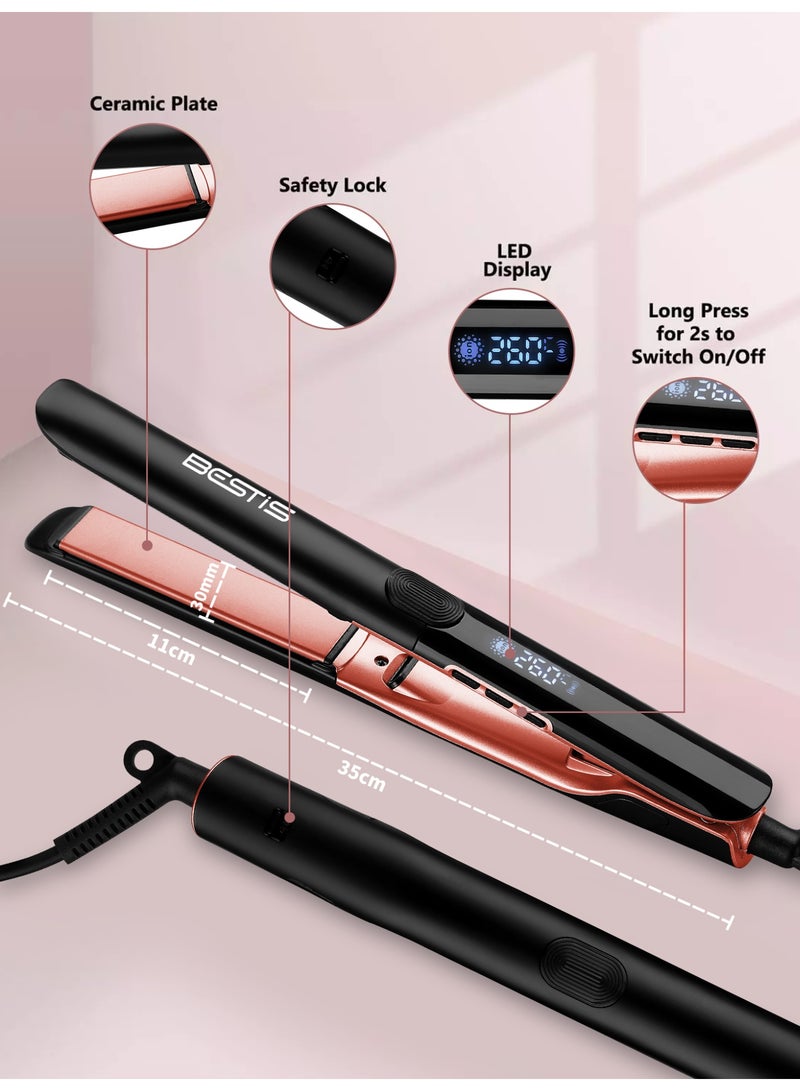 BESTIS Hair Straightener and Curler 2 in 1, Professional Vibrating Hair Straightener with Anti-Iron Silicone for Less Frizz, Shinier & Smoother Hair - Image 1