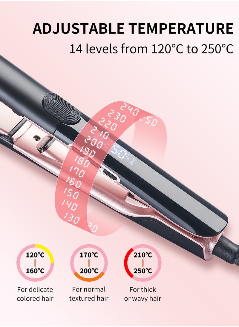 BESTIS - Hair Straightener and Curler 2 in 1, Professional Vibrating Hair Straightener with Anti-Iron Silicone for Less Frizz, Shinier & Smoother Hair - Image 1
