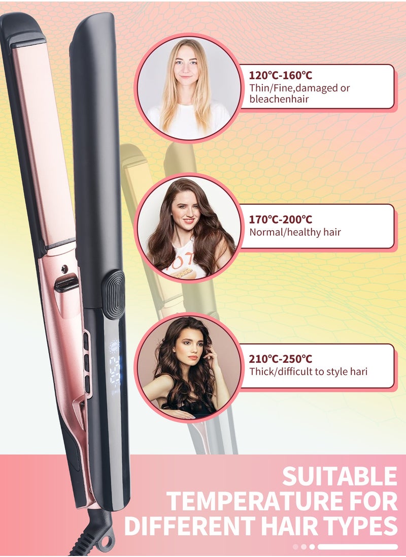 BESTIS - Hair Straightener and Curler 2 in 1, Professional Vibrating Hair Straightener with Anti-Iron Silicone for Less Frizz, Shinier & Smoother Hair - Image 1