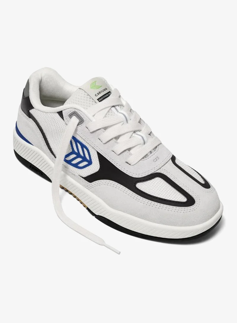 Cariuma SKATEGOAT C25 PRO Smoke White Suede Off-White Mesh Bold Blue Logo Black Sneaker