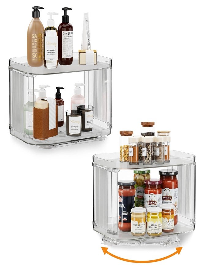 FIRJOY Lazy Susan Organizer for Cabinet, Pantry, Countertop (2 Tier 14" x 10" Clear - 2 Pack, Rectangular) - Image 1