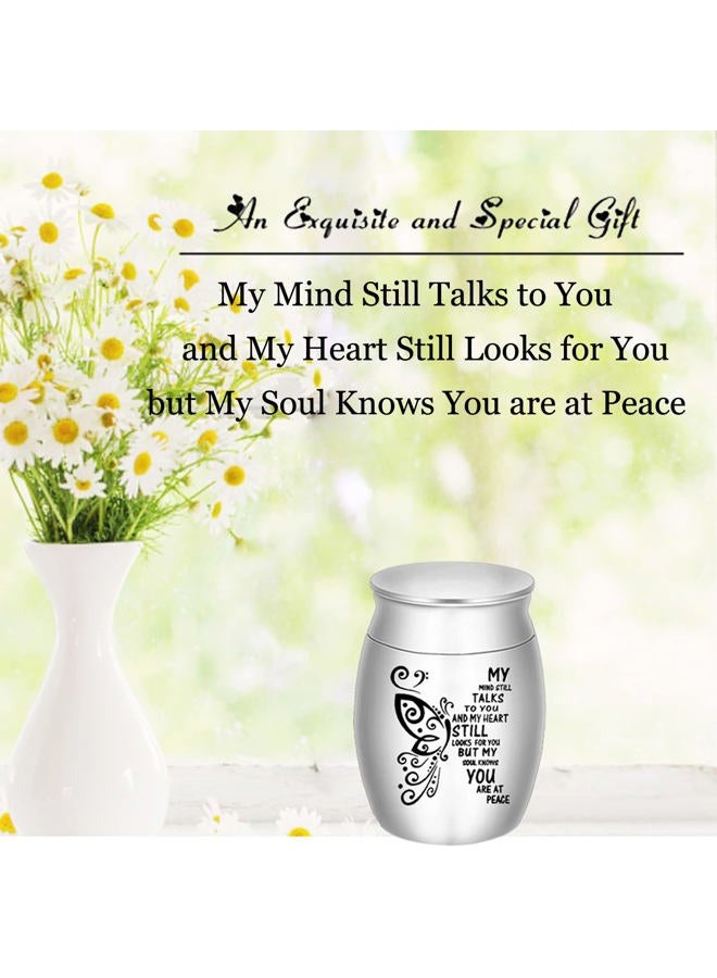 DAIFFUNE Small Urns for Ashes - Set of 4 1.57 Inch High Aluminium Mini Urns, Cremation Urns for Human/Pet Ashes Ashes Holder Small Keepsake urns for Family & Loved Ones-My Mind Still Talks to You - Image 2