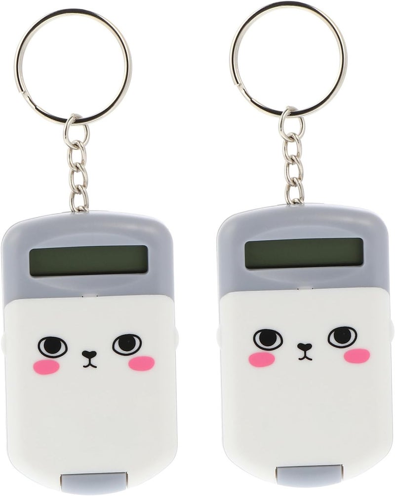 DOITOOL 2pcs Mini Portable Calculator for Students with LCD Display Lightweight Cartoon Design Electronic Desktop Calculator for Office and School Use Grey - Image 1