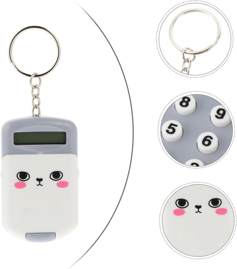 DOITOOL 2pcs Mini Portable Calculator for Students with LCD Display Lightweight Cartoon Design Electronic Desktop Calculator for Office and School Use Grey - Image 3
