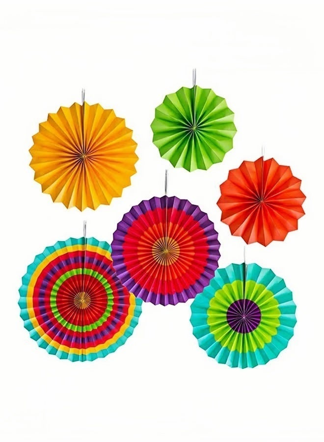 6 Piece Summer Shell Paper Fan Decoration - Image 1