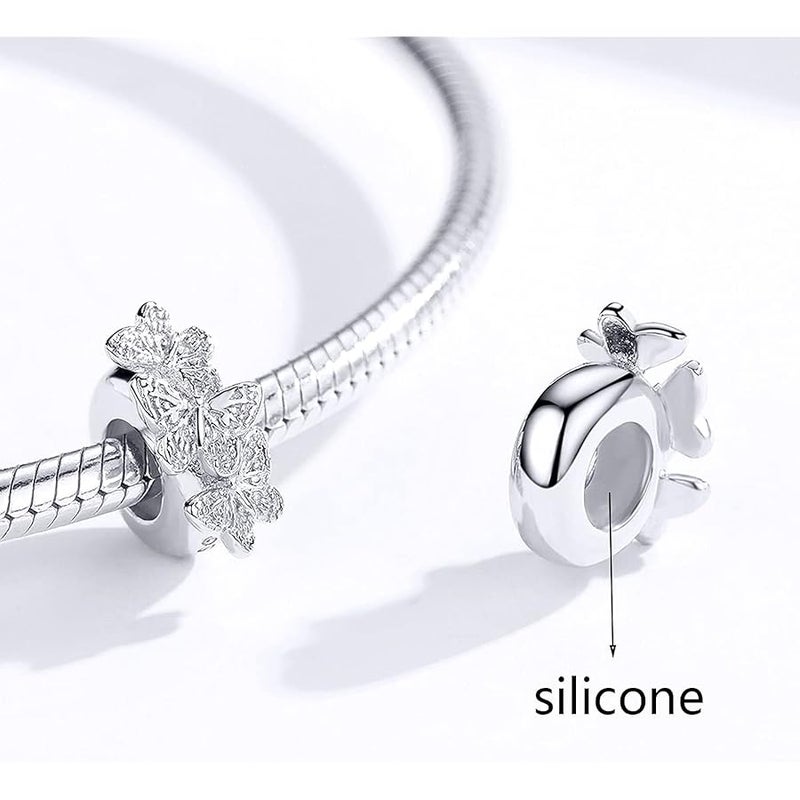 بايساير BISAER 925 Sterling Silver Stopper Beads Spacers Charms for Bracelets Stoppers - Image 2