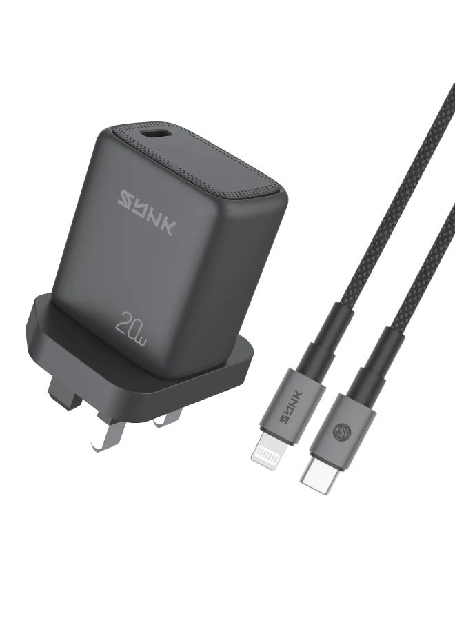 SYNK Thunder 20W Fast Charger Adapter With (C to L) Cable - Image 1