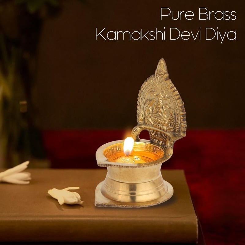 DOKCHAN Kamakshi Devi Brass Oil DeepamDiya for PoojaMandir Diwali Festival Decoration Brass Table Diya 1 11cm - Image 4