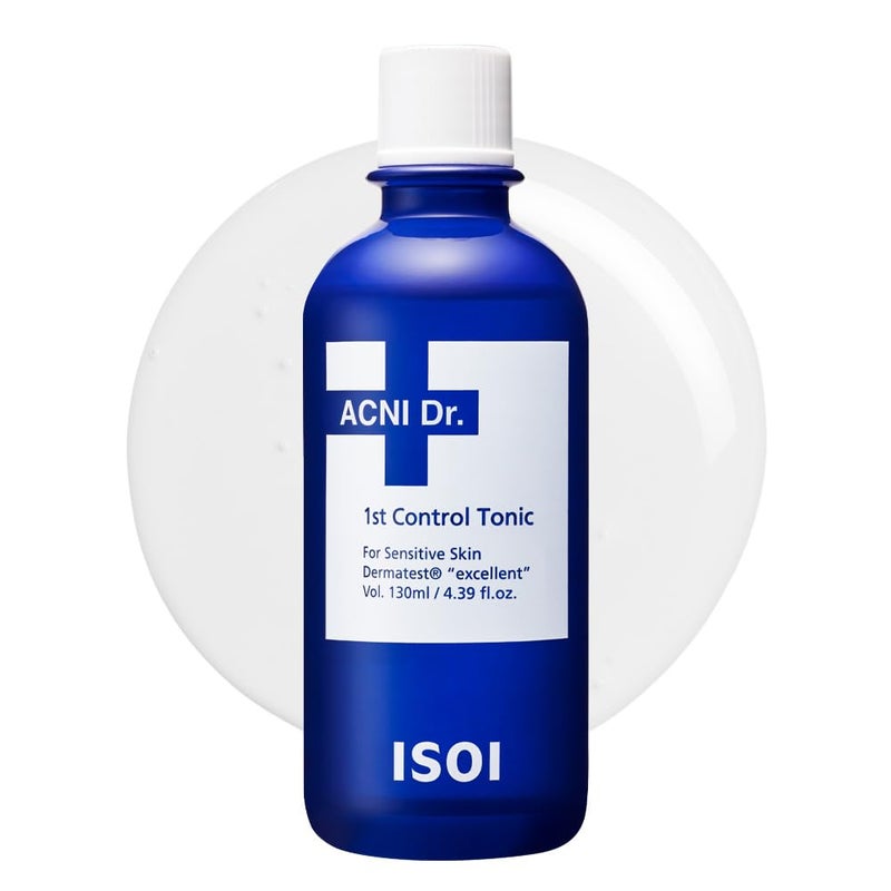 ISOI ACNI Dr. 1st Control Toner, Plant-Based Soothing Acne Toner for Face, for Oily & Sensitive Skin, Total Sebum Care & Refreshing Hydration with Cooling Effect, Korean Skin Care (4.39 fl.oz/130ml) - Image 1