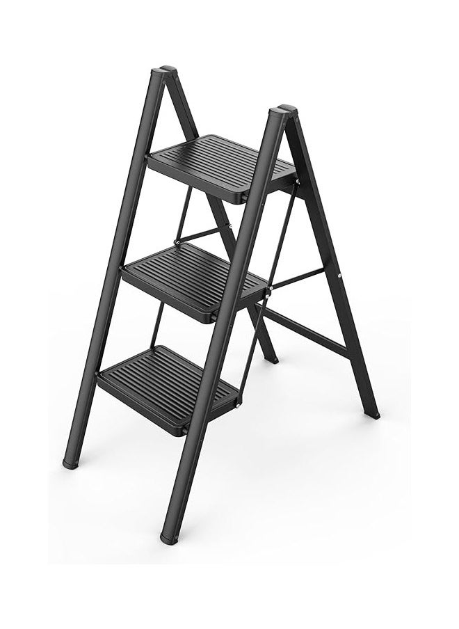Generic - 3-Step Folding Ladder – Sturdy and Lightweight Design, Easy to Store and Carry, Ideal for Home and Office Use, Safe Access to High Areas with Anti-Slip Steps for Stability and Safety - Image 1