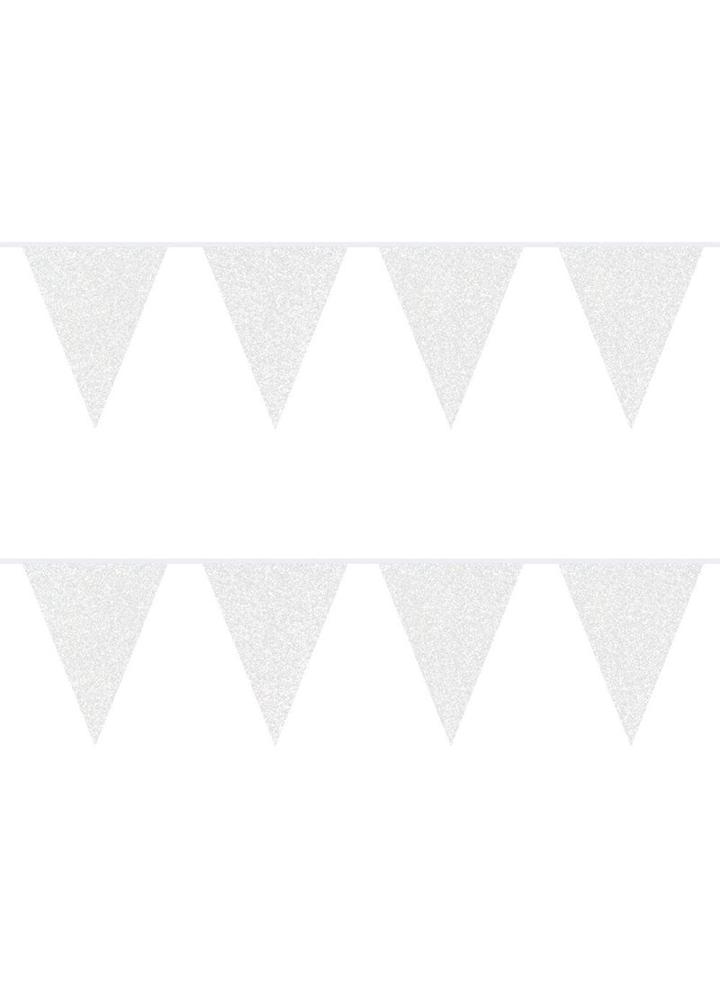 Folat Pennant Garland Glitter White Plastic 600cm 10-Pack