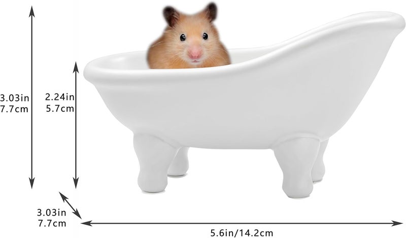 dodococa 1piece 5.6" White Ceramic Mini Bathtub Soap Dish Small Planter Makeup Organizer Container Hamster Bathtub (White) - Image 5