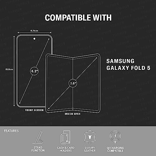 TORRO Phone Case Compatible with Samsung Galaxy Z Fold5 – Premium Leather Wallet Case with Stand Function and Card Slots (Black) - Image 2