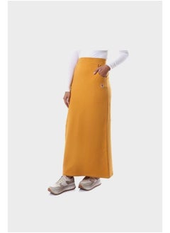 IZOR Cotton Elastic Waist Skirt With Side Pockets - Mustard  - Image 2
