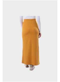 IZOR Cotton Elastic Waist Skirt With Side Pockets - Mustard  - Image 3