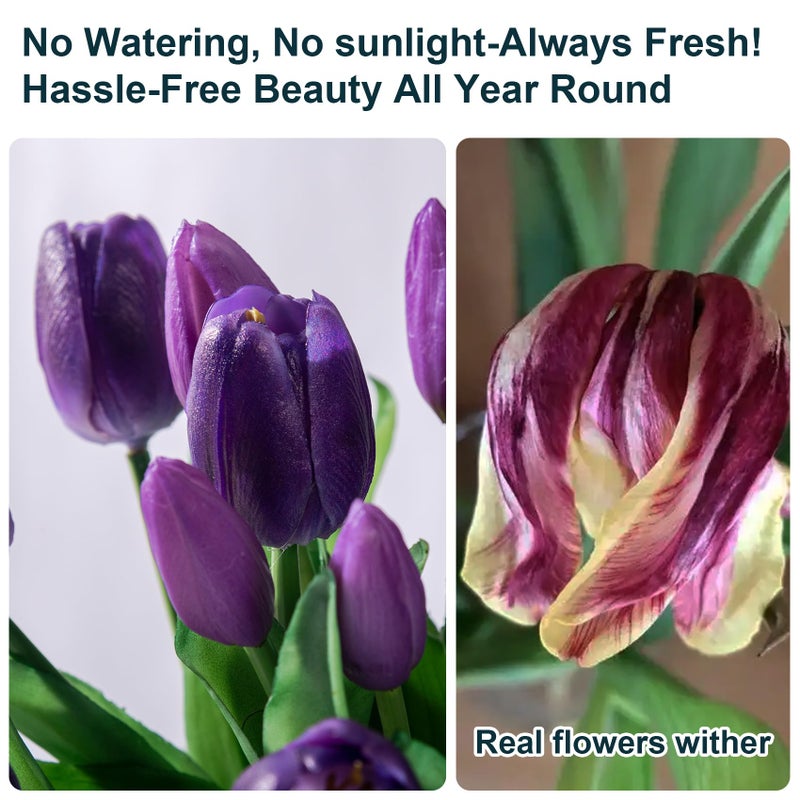 Bailikang 20Pcs Fake Tulips Artificial Tulip Silk Flowers Fake Pu Bouquet Artificial Flowers Faux Flowers With Gift Box Soft Faux Tulips Bouquets Arrangements For Party Wedding Home - Image 5