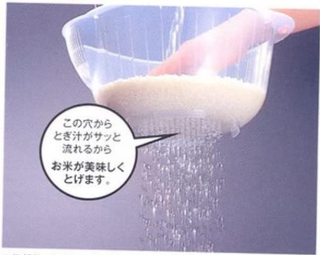 Inomata Japanese Rice Washing Bowl with Side and Bottom Drainers, Clear Limited Edition (Pack of 2) - Image 2