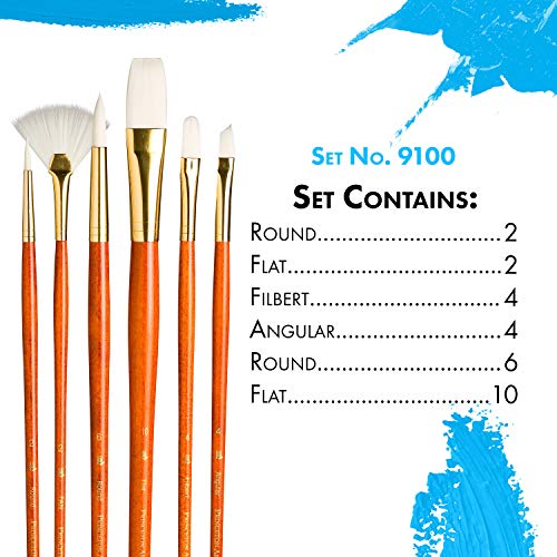 Princeton RealValue Paintbrush, Round 2,6,Fan 2,Filbert 4,Ang 4,Flat 10, Orange - Image 3