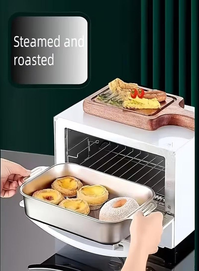 Gladnes Stainless Steel Serving Tray with Lid 36×22×7 CM Heavy Duty Rustproof Buffet Roasting Baking & Food Storage Pan Premium Catering Tray for Home Kitchen Hotel Restaurant Oven Dishwasher Safe (Silver) - Image 5