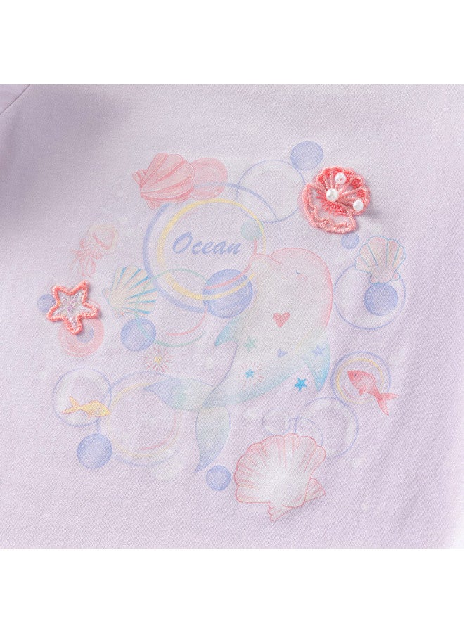 Dave & Bella Girls' Short Sleeve T-Shirt Children'S Top Summer Girls' Big Kids Printed Clothing Kids' Wear - Image 2