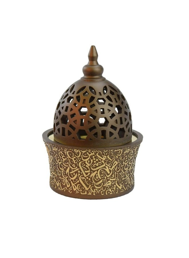 مبخرة بخور فاخرة بنقوش الخط العربي بلون الشمبانيا – حاملة عود وبخور ديكورية مع وعاء نحاسي – مبخرة فحم تقليدية للمنزل، المكتب والمجلس – فكرة هدية أنيقة - Image 1