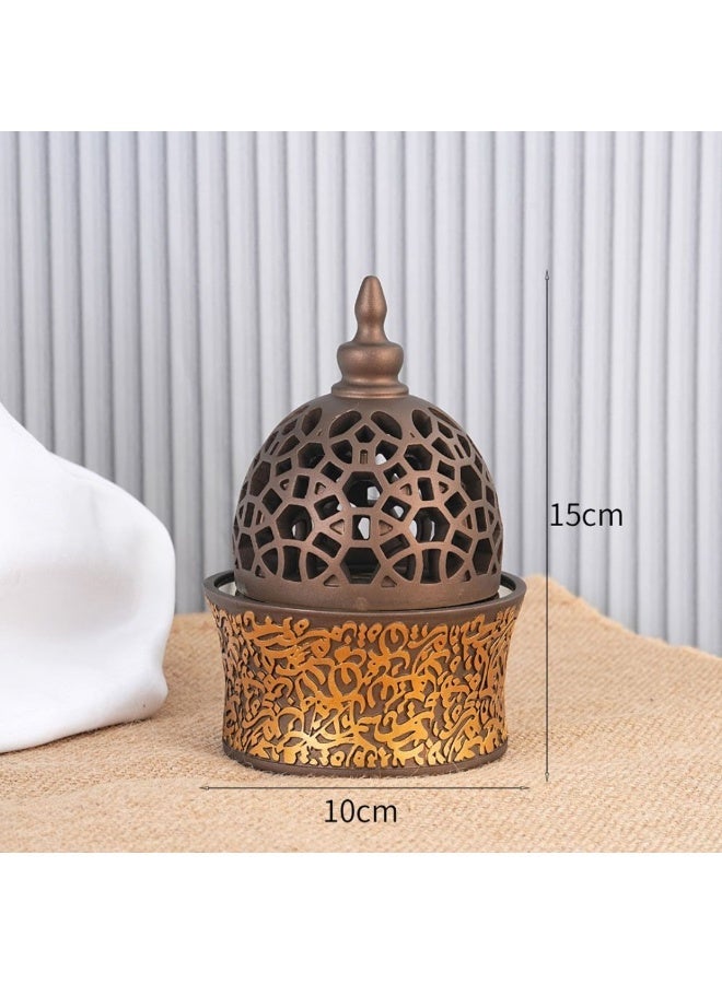 Premium Arabic Calligraphy Bakhoor Burner Champagne – Decorative Oud & Incense Holder with Brass Bowl – Traditional Charcoal Mabkhara for Home, Office & Majlis – Elegant Gift Idea - Image 5