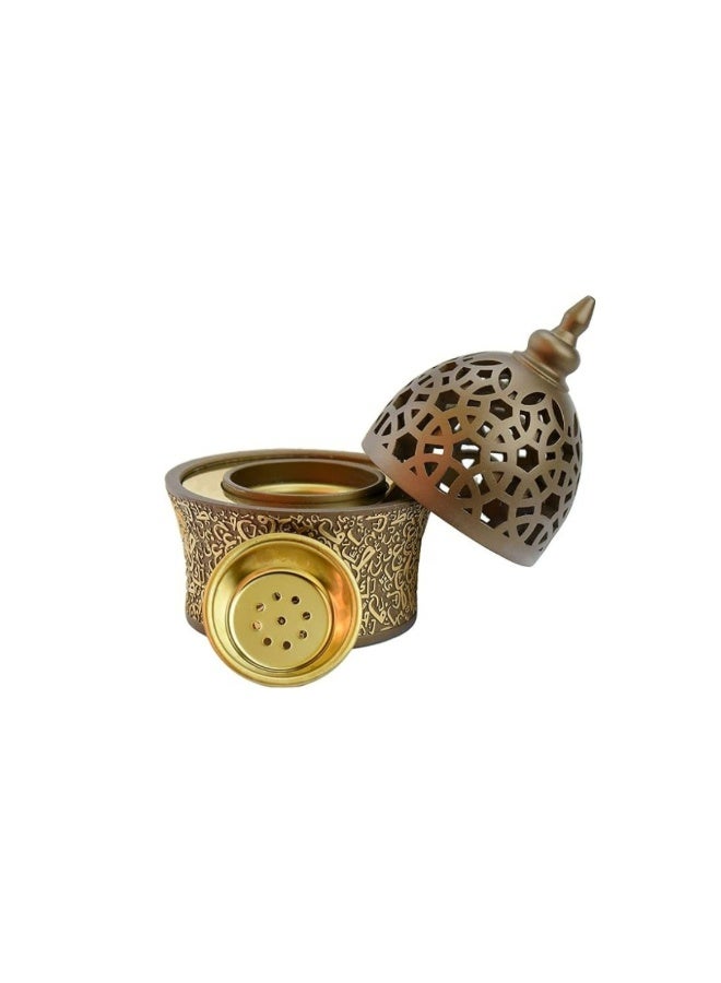 Premium Arabic Calligraphy Bakhoor Burner Champagne – Decorative Oud & Incense Holder with Brass Bowl – Traditional Charcoal Mabkhara for Home, Office & Majlis – Elegant Gift Idea - Image 2