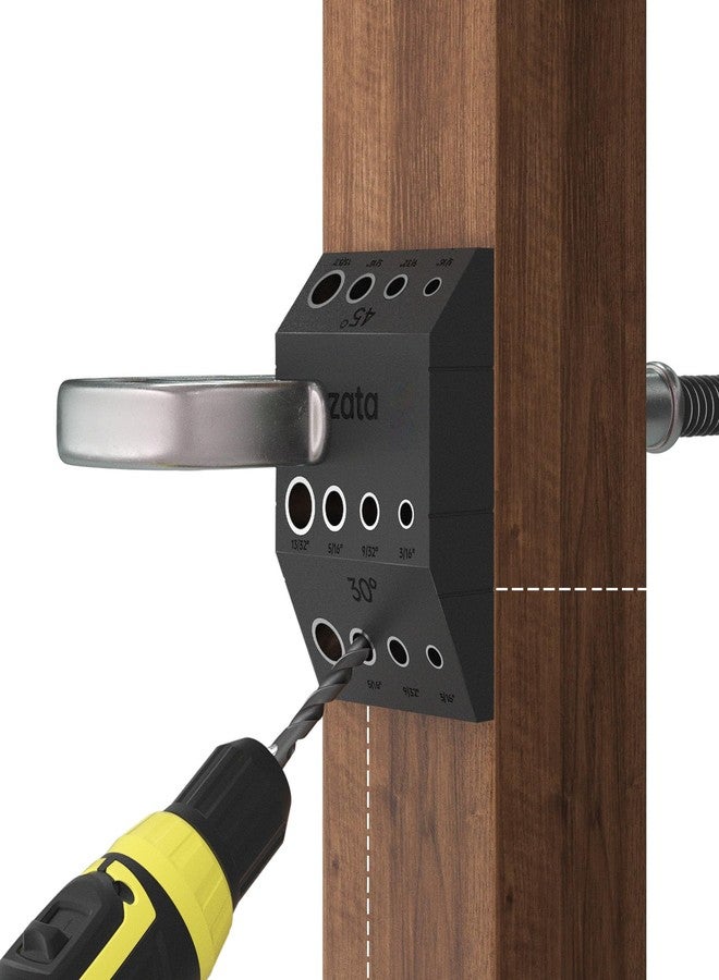 Muzata Upgraded Multi Angle Cable Railing Drill Guide Jig 30 45 90 Degree Portable Drilling Template 4 Sizes for Horizontal Angle Wood Post 3/16 1/8 Cable Railing Hardware Kit Tool CT24 - Image 1