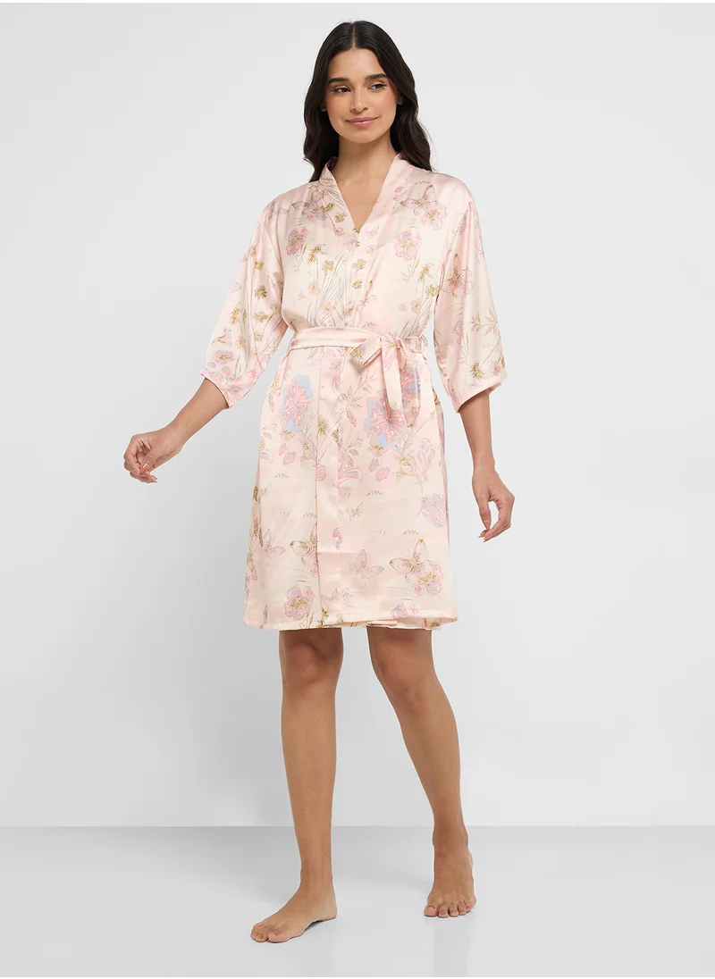 ELLA Printed Night Robe & Slip Dress Set