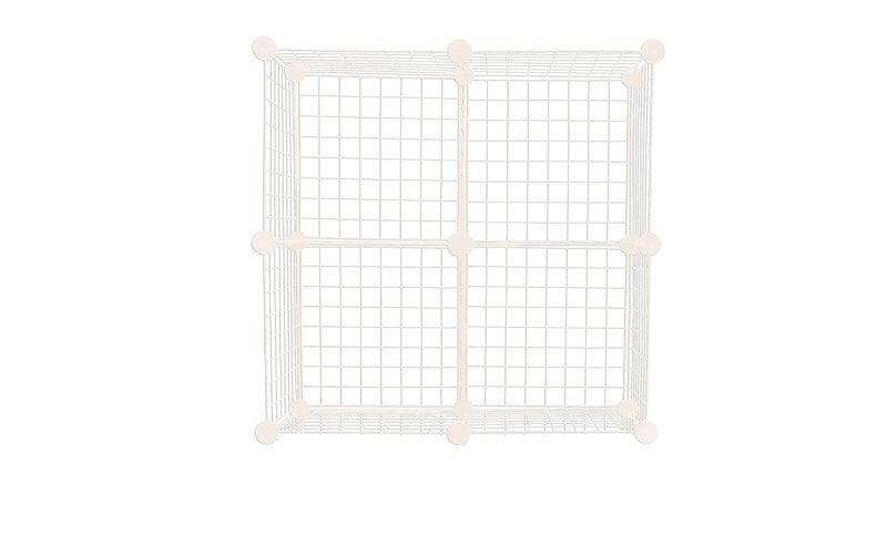 Reynish 4 Cube Self Assembling Metal Wire Cube Storage Organizer Shelves Indian Made for Home Office Stackable Modular Shelving Closet Cabinet Rack with Hammer Ivory 13 in - Image 1