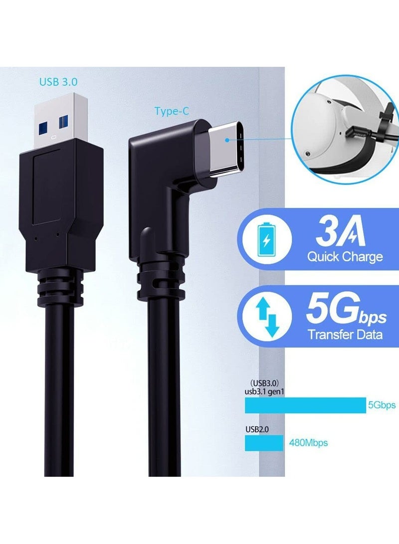 TLAXCA VR Link Cable，5M VR Headset Cable for Oculus Quest 2/Quest 1, 90 Degree 3.2 gen USB C to A High Speed Data Transfer Fast Charging Cable for Oculus Quest Headset to a Gaming PC,Black - Image 3