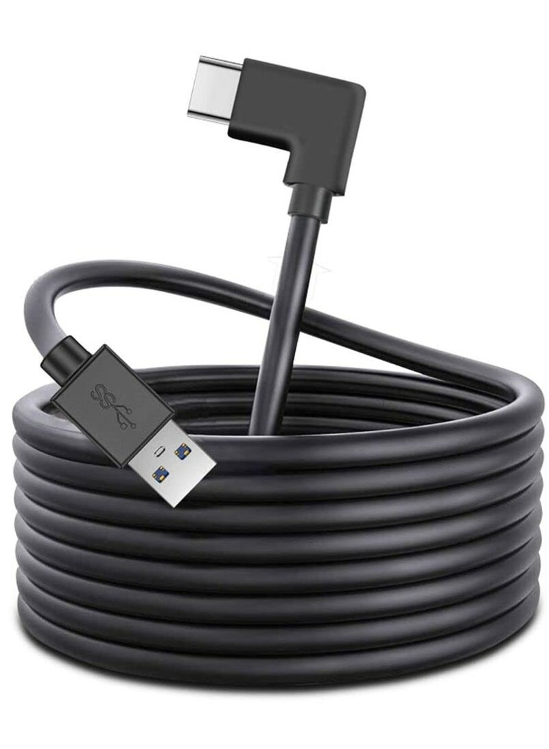TLAXCA VR Link Cable，5M VR Headset Cable for Oculus Quest 2/Quest 1, 90 Degree 3.2 gen USB C to A High Speed Data Transfer Fast Charging Cable for Oculus Quest Headset to a Gaming PC,Black - Image 1