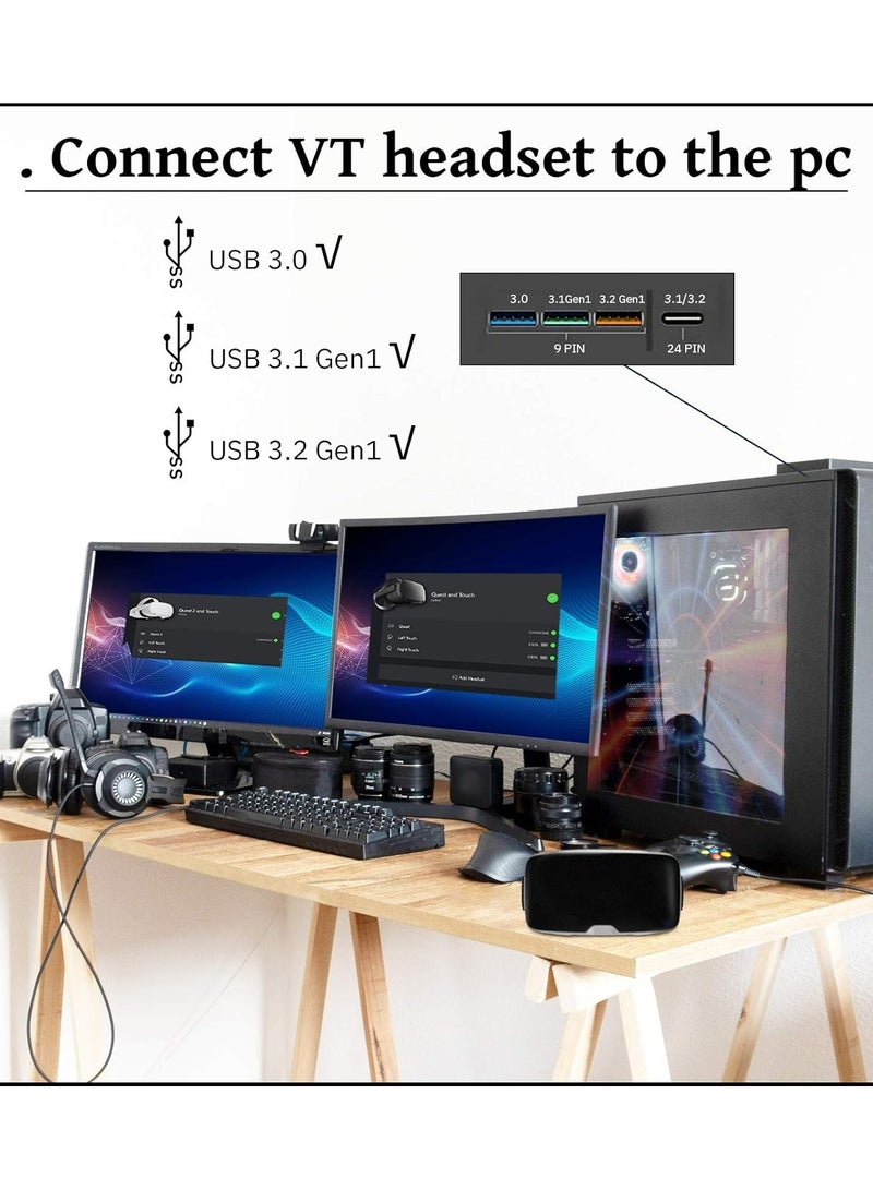 TLAXCA VR Link Cable，5M VR Headset Cable for Oculus Quest 2/Quest 1, 90 Degree 3.2 gen USB C to A High Speed Data Transfer Fast Charging Cable for Oculus Quest Headset to a Gaming PC,Black - Image 4