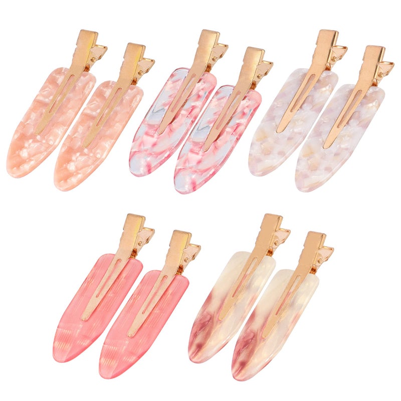 Magicsky 10PCS No Bend Hair Clips for Styling Acrylic Resin Flat Clip No Crease Curl Small Pin Bang Seamless Hair Barrette Tool for MakeupHairstyle Accessories for Women Girls Pink Opal