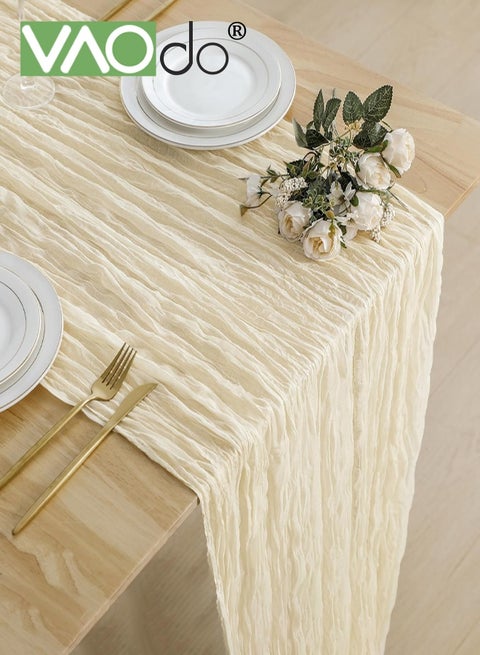 Translucent Table Runner Chessian Tablecloth for Wedding Reception Bridal Shower Party Decoration Table Centerpiece 90*340CM khaki