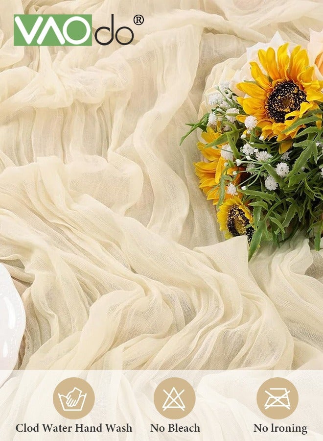 فاو دو شفافة الجدول عداء مفرش المائدة الشطرنج لحفل الزفاف الزفاف دش حزب الديكور الجدول محور 90 * 340 سم كاكي - Image 3