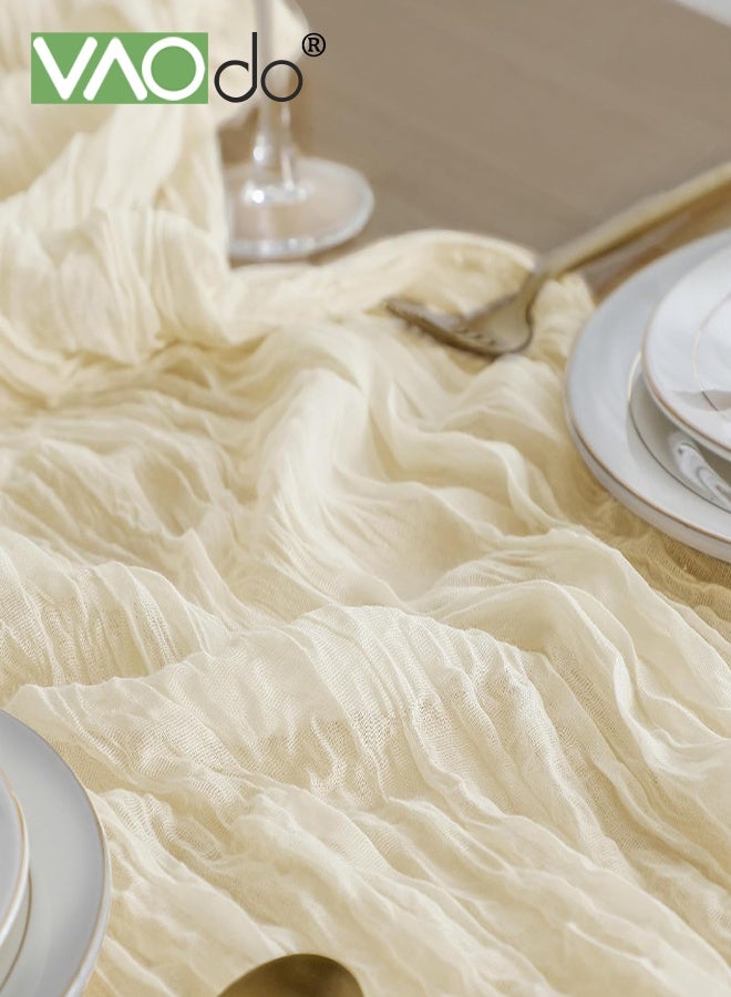 فاو دو شفافة الجدول عداء مفرش المائدة الشطرنج لحفل الزفاف الزفاف دش حزب الديكور الجدول محور 90 * 340 سم كاكي - Image 2