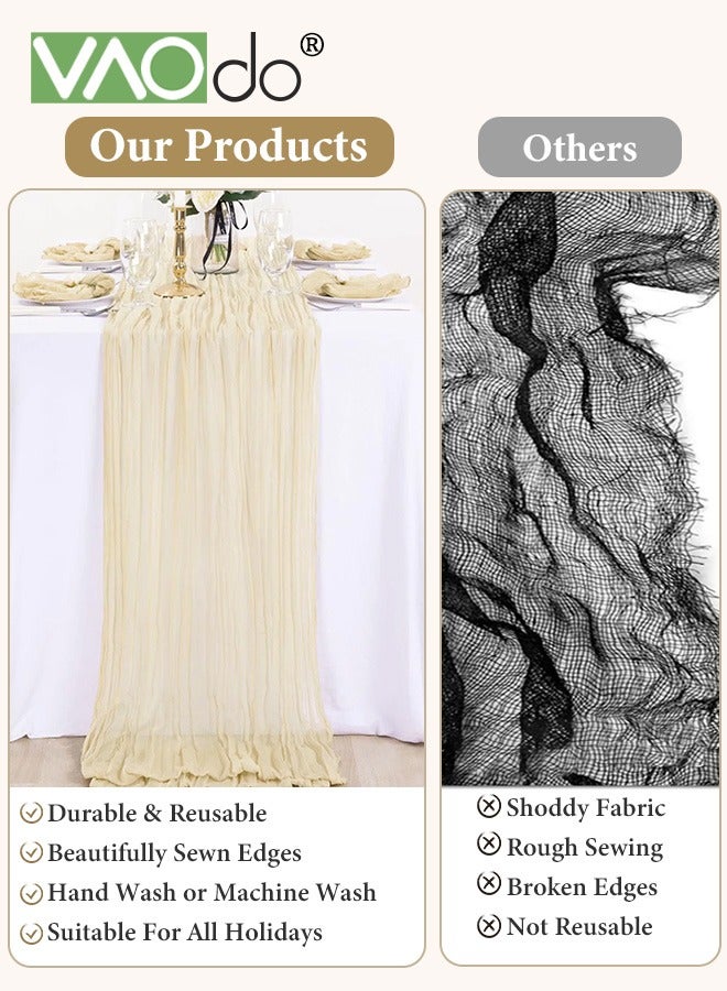 فاو دو شفافة الجدول عداء مفرش المائدة الشطرنج لحفل الزفاف الزفاف دش حزب الديكور الجدول محور 90 * 340 سم كاكي - Image 5