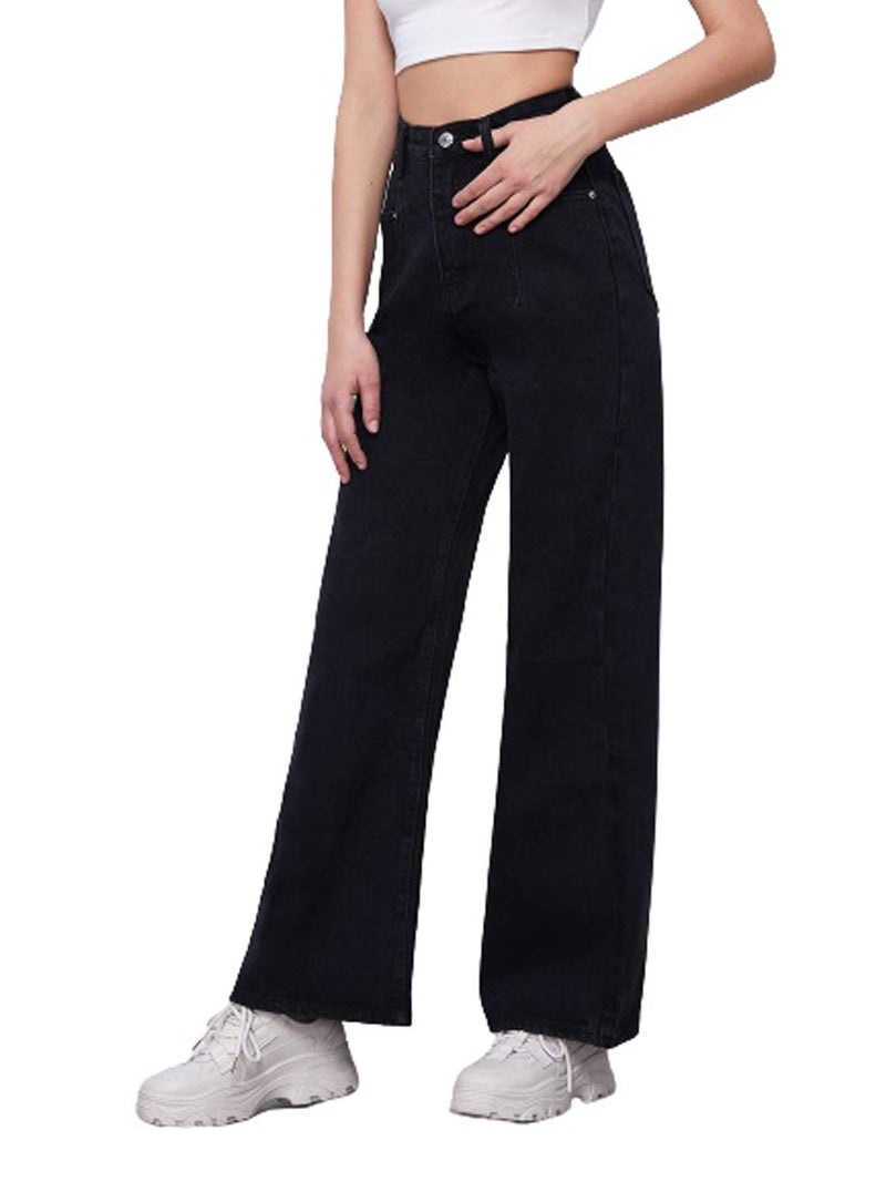 KOTTY Womens High Rise Cotton Lycra Jeans(Black,34) - Image 4