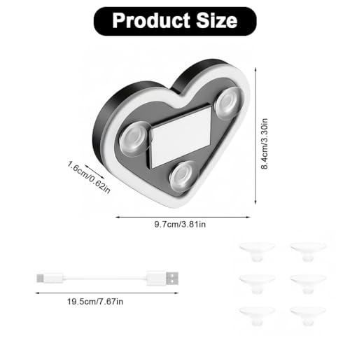 STHIRA® 1-Pack LED Heart Shaped Car Window Light with Suction Cups Solar Powered Pink Neon Car Decor Light for Rear Window and Interior Decoration, 3.8''x3.3'' - Image 2