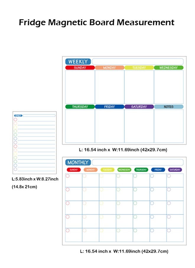 Gerenic - Magnetic Daily Weekly Monthly Planner Calendar Board Set, Fridge Whiteboard Planning Organizer, Dry Erase, To Do List, Stain Resistant Surface with 1 Eraser, 6 color Markers for Kitchen Office - Image 1