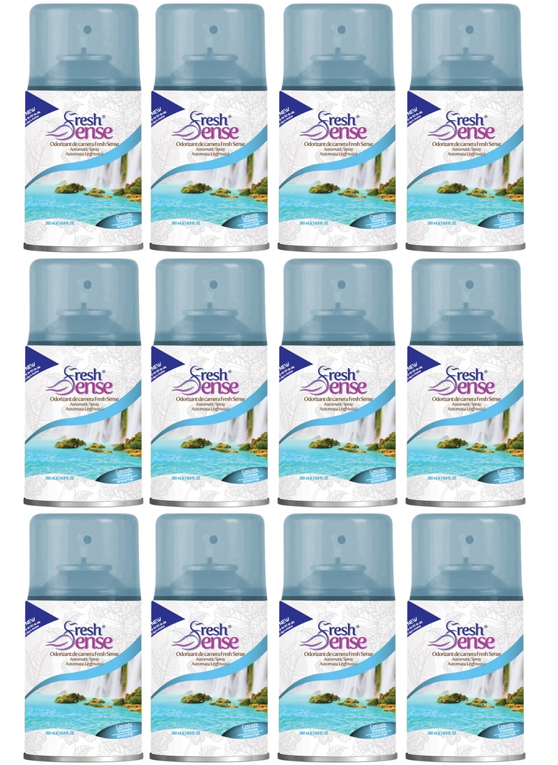 Fresh Sense - WATERFALL Refill - PACK of 12 x 260ml - Automatic Spray Auto Spray Air Freshener for Home Bathroom Toilet Office Neutralizes Bad Odors FRESH SENSE - Image 1